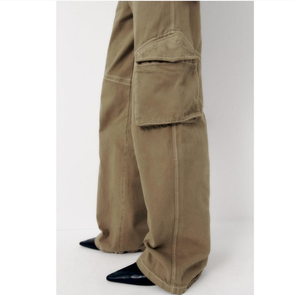 NWT Zara high waisted wide leg cargo pants - Picture 5 of 16